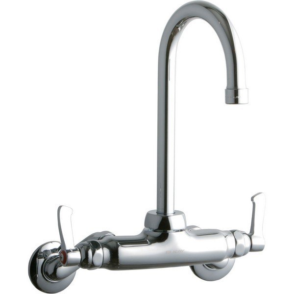 ELKAY LK945GN05L2T WALL MOUNT FAUCET WITH 5 INCH GOOSENECK SPOUT AND 2 INCH HANDLES