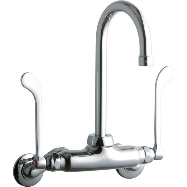 ELKAY LK945GN05T6T WALL MOUNT FAUCET WITH 5 INCH GOOSENECK SPOUT AND 6 INCH HANDLES