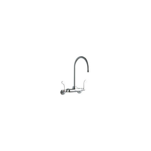 ELKAY LK945GN08T4T WALL MOUNT FAUCET WITH 8 INCH GOOSENECK SPOUT AND 4 INCH HANDLES