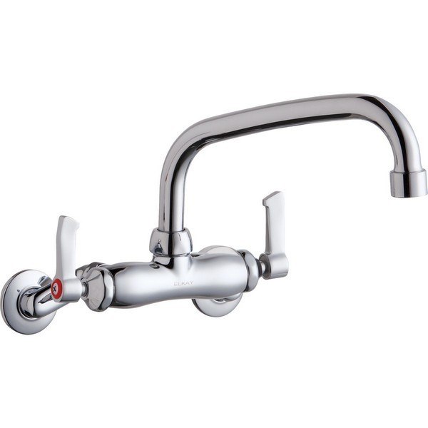 ELKAY LK945TS08L2T WALL MOUNT FAUCET WITH 8 INCH TUBE SPOUT AND 2 INCH HANDLES