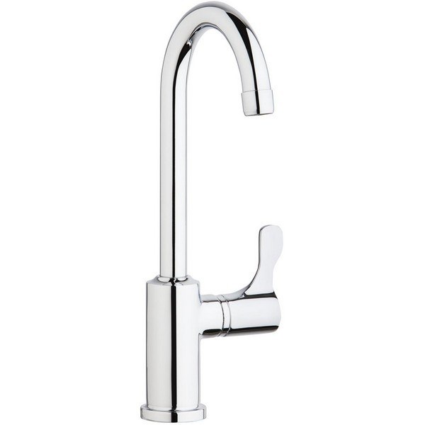 ELKAY LKD208513C SINGLE HOLE 12-1/2 INCH DECK MOUNT FAUCET WITH GOOSENECK SPOUT LEVER HANDLE ON RIGHT SIDE