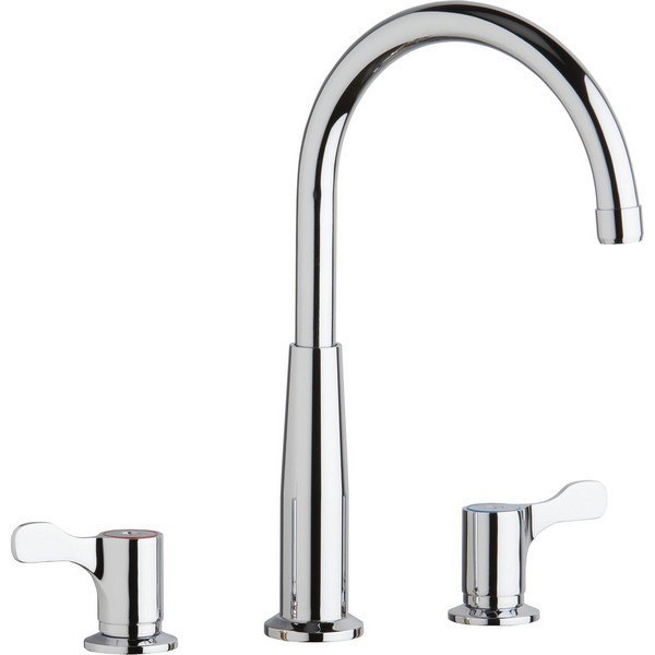 ELKAY LKD232SC DECK MOUNT FAUCET WITH GOOSENECK SPOUT AND 2-5/8 INCH LEVER HANDLES