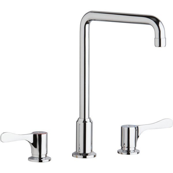 ELKAY LKD2432BHC DECK MOUNT FAUCET WITH ARC TUBE SPOUT AND 4 INCH LEVER HANDLES