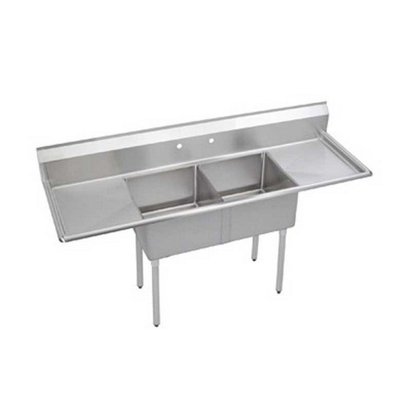 ELKAY SE2C18X18-2-18X SUPER ECONOMY 75 L X 56-1/2 W X 46 H SCULLERY SINK, LEFT & RIGHT DRAINBOARDS