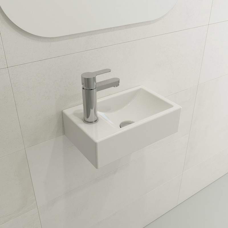 BOCCHI 1418-0126 MILANO 14.5 INCH WALL-MOUNTED SINGLE HOLE LEFT SIDE FAUCET DECK FIRECLAY SINK