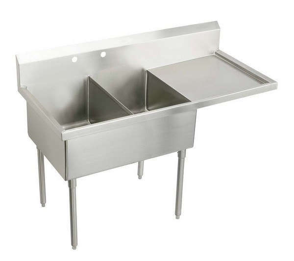 ELKAY WNSF8248R2 WELDBILT 73-1/2 X 27-1/2 X 14 SCULLERY SINK WITH RIGHT DRAINBOARD, 2 FAUCET HOLES
