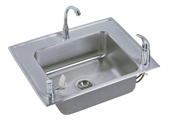 ELKAY DRKAD282245LC 28 L X 22 W X 4-1/2 D SINGLE BOWL TOP MOUNT CLASSROOM SINK KIT WITH FAUCET WITH FAUCET
