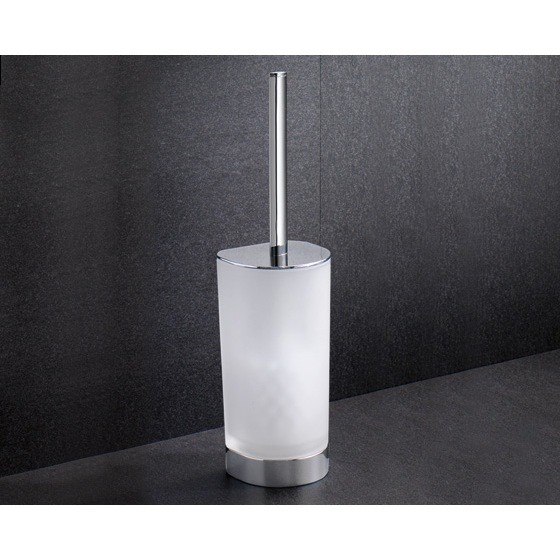 GEDY 5533-13 KENT FROSTED GLASS TOILET BRUSH HOLDER WITH CHROME BASE