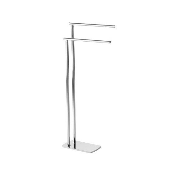 GEDY 7331-13 FLORIDA 15 INCH FLOOR STANDING CHROME DOUBLE TOWEL RACK