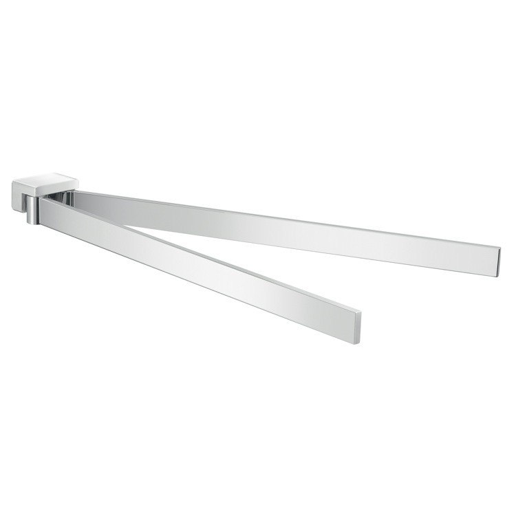 GEDY A323-13 LANZAROTE 15 INCH WALL MOUNTED DOUBLE SWIVEL CHROME TOWEL BAR