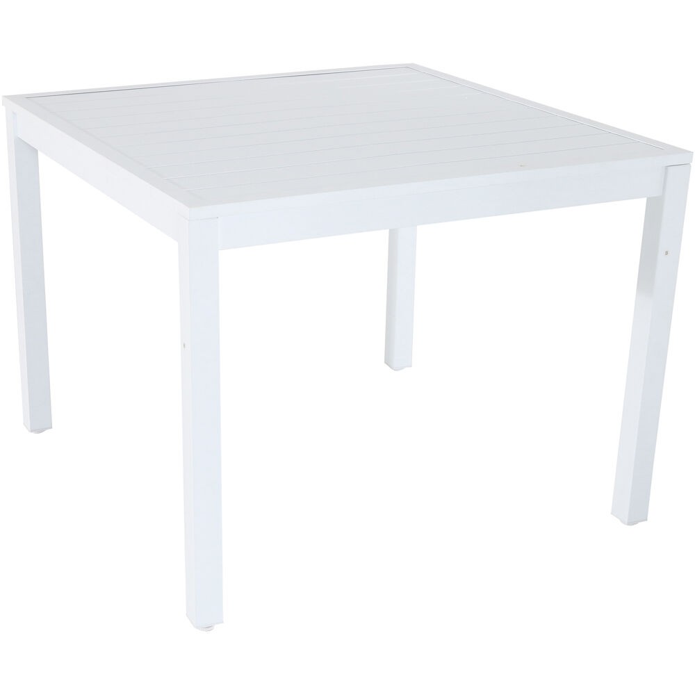 HANOVER DELDNSQTBL-WHT DEL MAR 38 INCH ALUMINUM SLAT SQUARE DINING TABLE IN WHITE