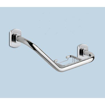 GEDY ED20-13 EDERA 11 INCH POLISHED CHROME SHOWER GRAB BAR WITH SOAP HOLDER