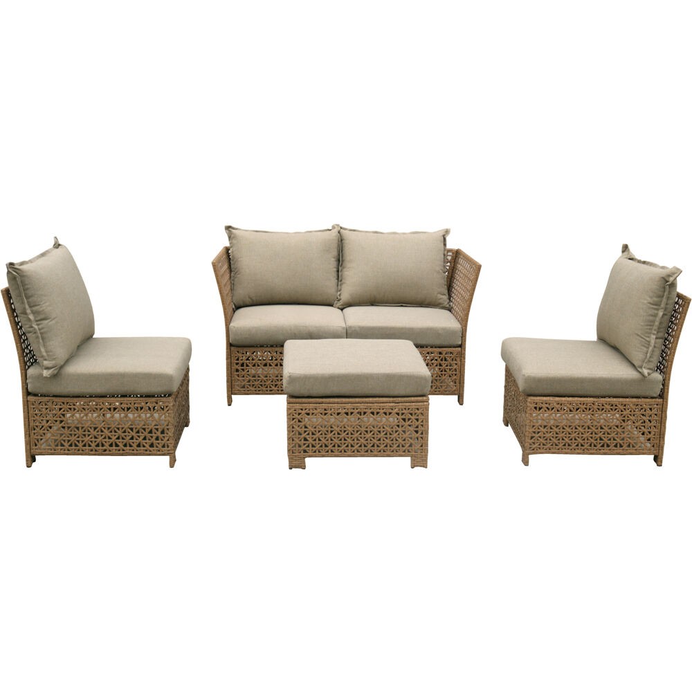 HANOVER EMMA5PC-TAN EMMA 5-PIECE SEATING SET WITH OTTOMAN IN TAN AND GREY