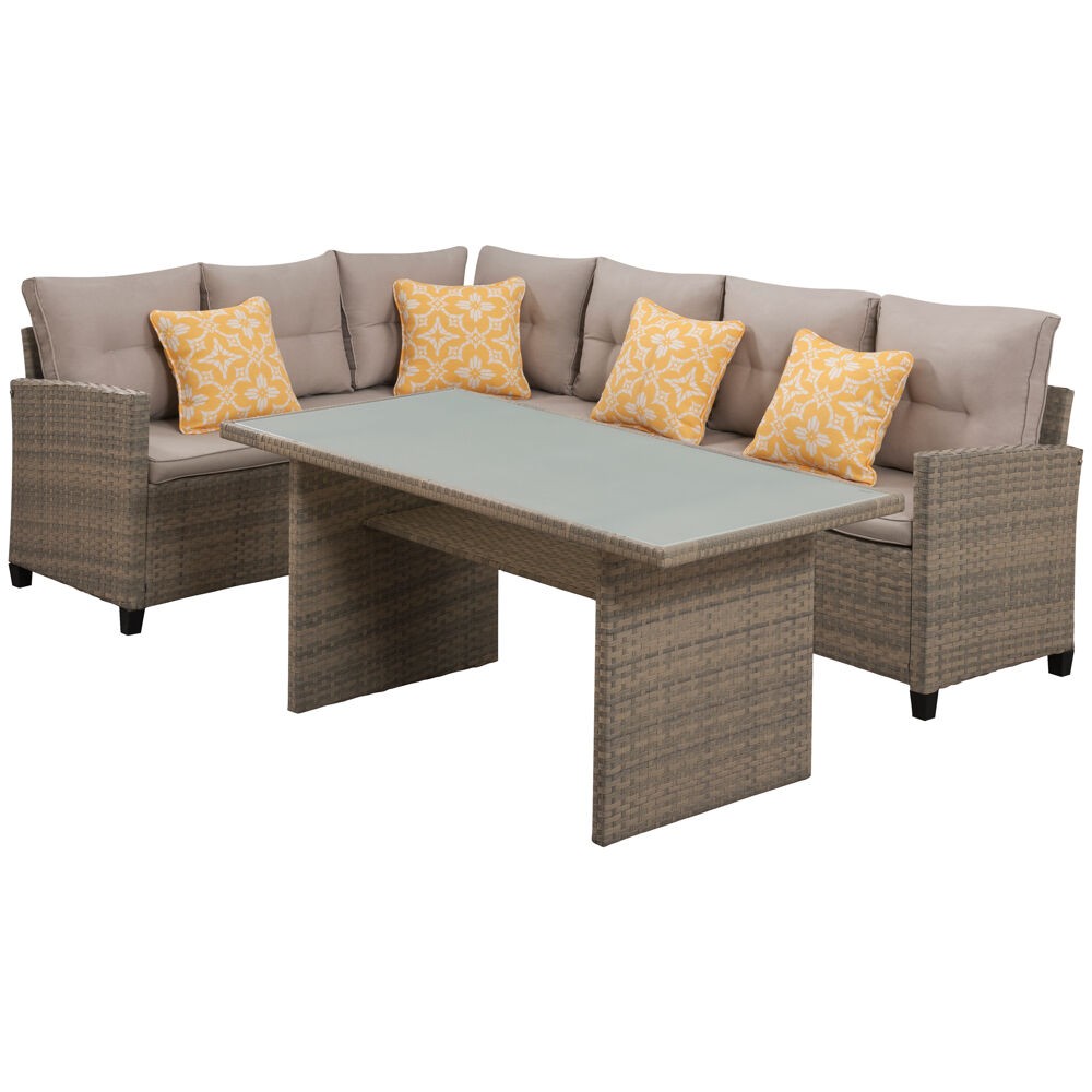 HANOVER MABELLE3PC-GRY MABELLE 3-PIECE SECTIONAL SEATING SET WITH CHOW COFFEE TABLE IN GREY