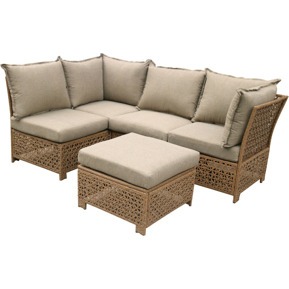 HANOVER OLIVIA5PC-TAN OLIVIA 5-PIECE SEATING SET WITH OTTOMAN IN TAN AND GREY
