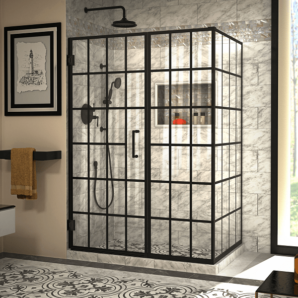 DREAMLINE SHEN-2434520-89 UNIDOOR TOULON 51 7/8 W X 34 D X 72 H INCH FRAMELESS HINGED SHOWER ENCLOSURE IN SATIN BLACK