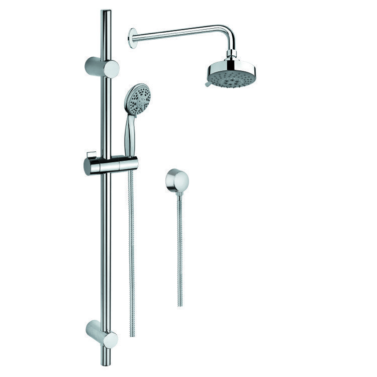 GEDY SUP1003 SUPERINOX CHROME SHOWER SYSTEM WITH HAND SHOWER WITH SLIDING RAIL, SHOWERHEAD, AND WATER CONNECTION