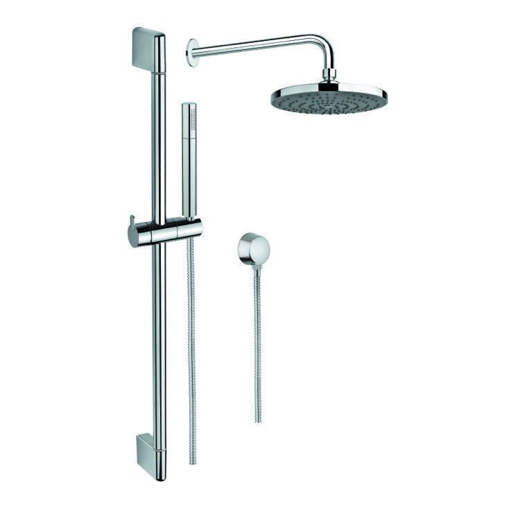 GEDY SUP1013 SUPERINOX CHROME SHOWER SYSTEM WITH HAND SHOWER, SLIDING RAIL, SHOWERHEAD, AND WATER CONNECTION