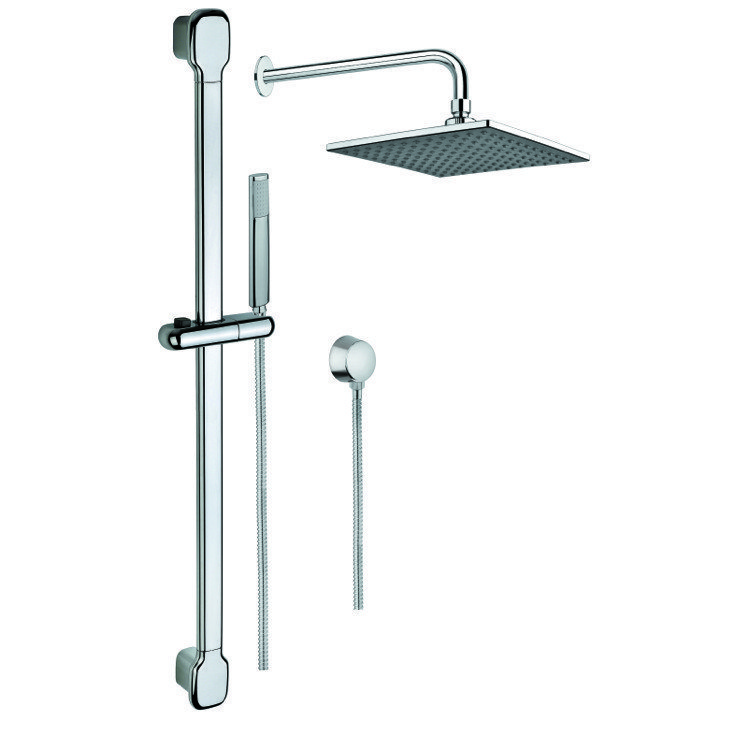 GEDY SUP1017 SUPERINOX SHOWER SYSTEM WITH CHROME HAND SHOWER, SLIDING RAIL, SHOWERHEAD, AND WATER CONNECTION