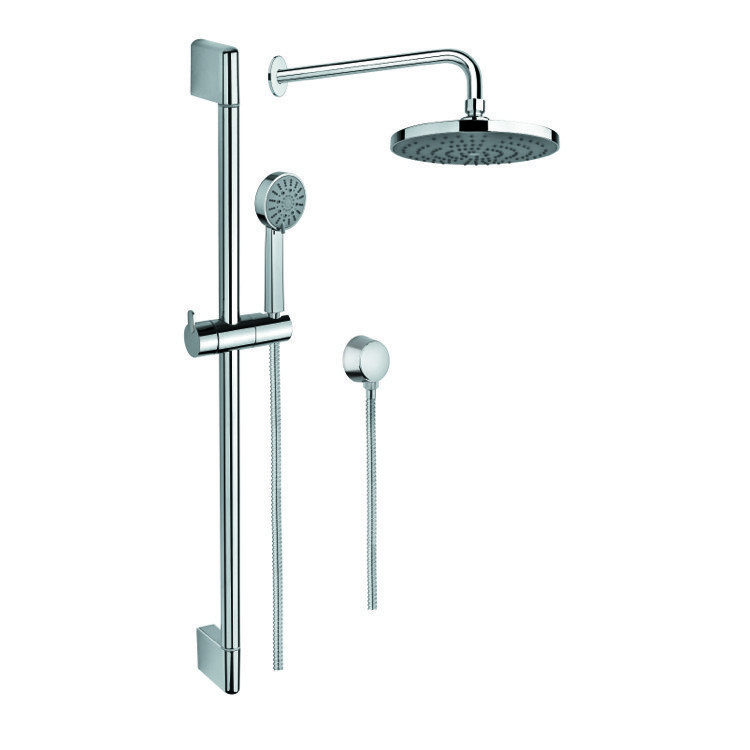 GEDY SUP1035 SUPERINOX CHROME SHOWER SYSTEM WITH HAND SHOWER, SLIDING RAIL, SHOWERHEAD, AND WATER CONNECTION