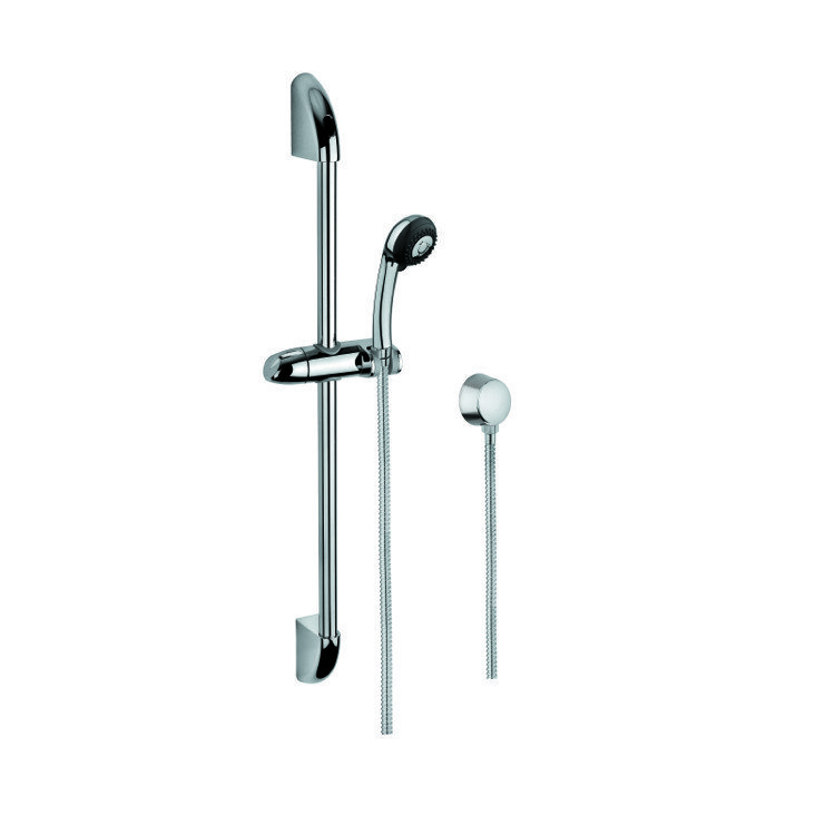 GEDY SUP1042 SUPERINOX POLISHED CHROME SHOWER SYSTEM WITH HAND SHOWER AND SLIDING RAIL AND WATER CONNECTION