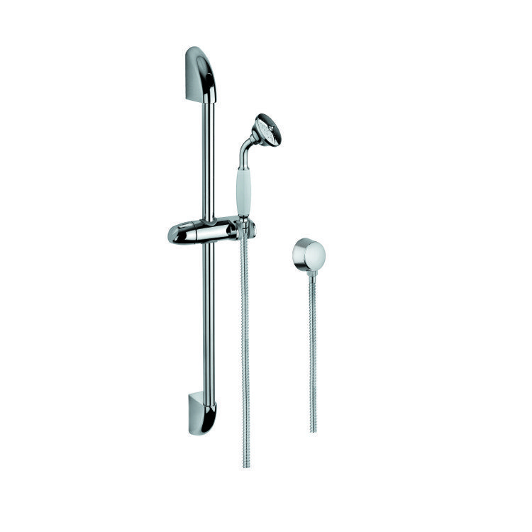 GEDY SUP1047 SUPERINOX CHROME SHOWER SYSTEM WITH HAND SHOWER, WATER CONNECTION, AND SLIDING RAIL