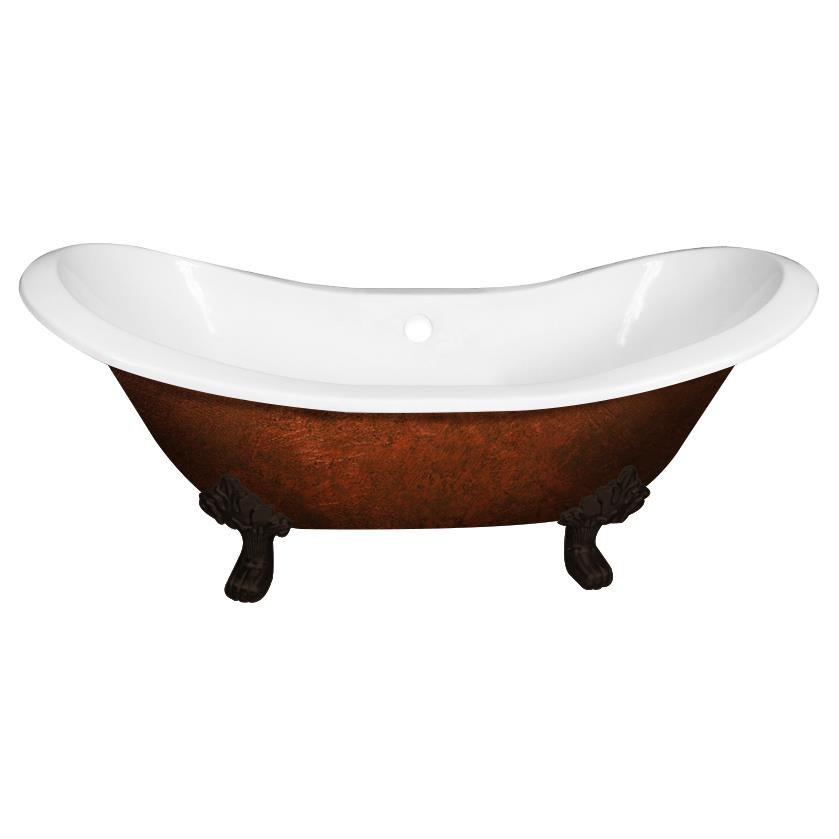 CAMBRIDGE PLUMBING DES-NH-ORB-CB 71 INCH CLAWFOOT DOUBLE ENDED PEDESTAL SLIPPER BATHTUB IN COPPER BRONZE WITH OIL RUBBED BRONZE FEET