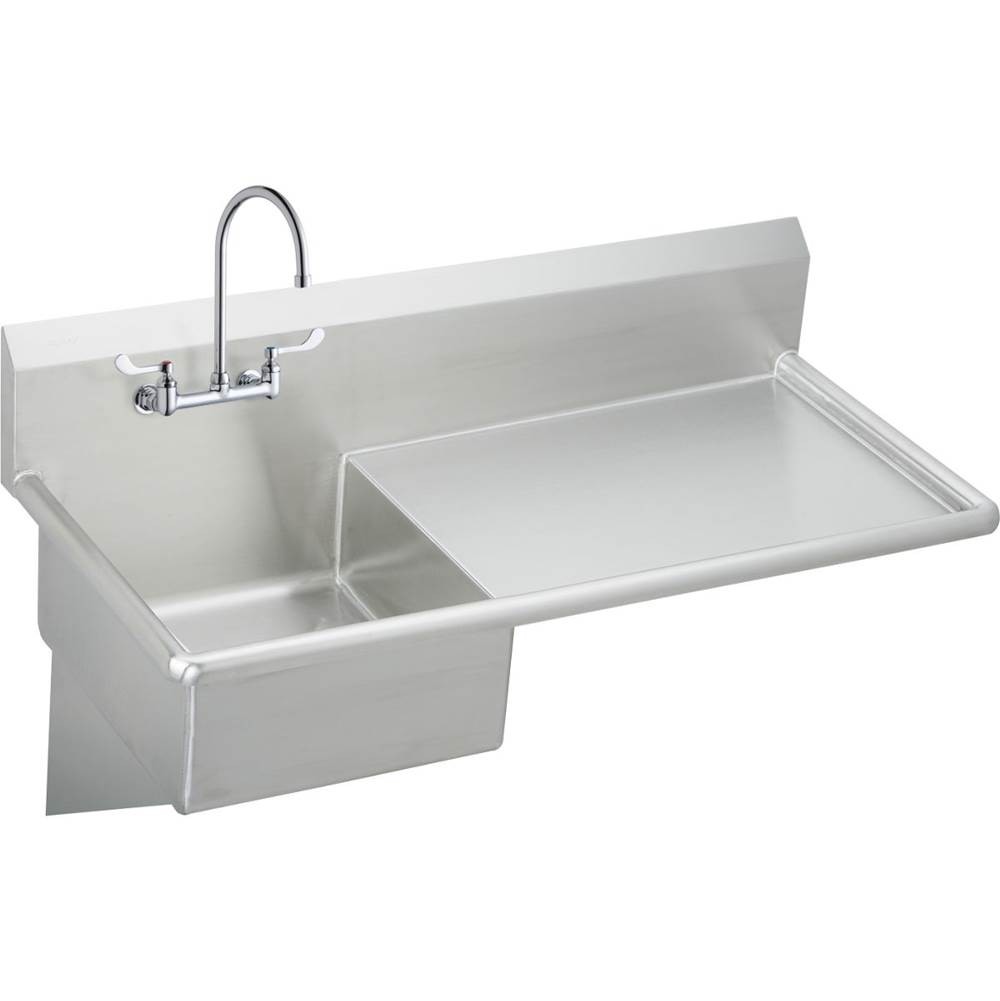 ELKAY ESS4924RW4C STAINLESS STEEL 49-1/2 L X 24 W X 10 D WALL HUNG SERVICE SINK WITH FAUCET