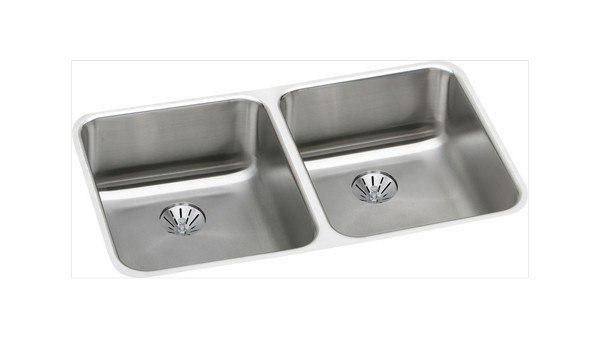 ELKAY ELUHAD311845PD STAINLESS STEEL 30-3/4 L X 18-1/2 W X 4-3/8 D DOUBLE BOWL UNDERMOUNT KITCHEN SINK WITH PERFECT DRAIN