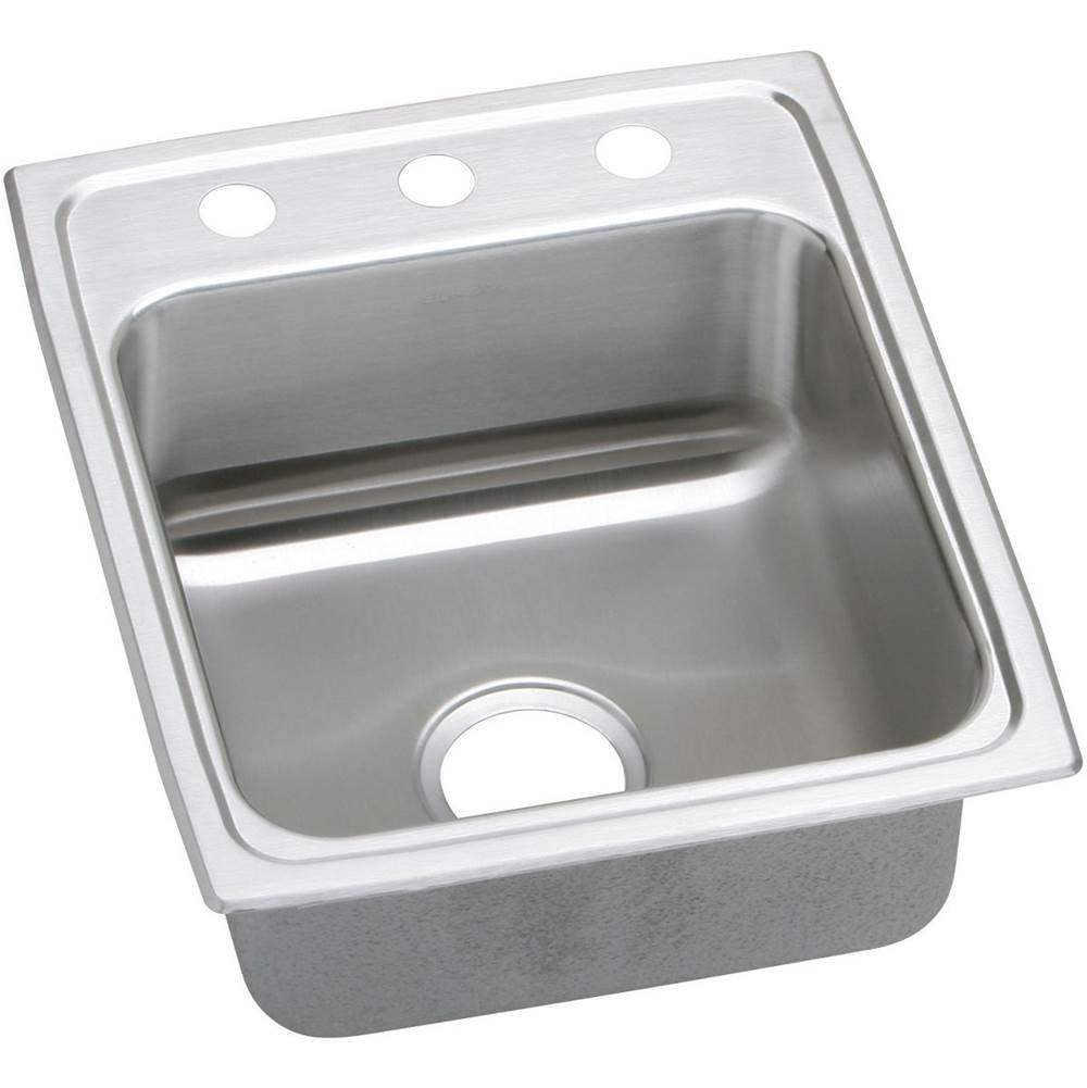 ELKAY LRAD1720501 STAINLESS STEEL 17 L X 20 W X 5 D TOP MOUNT KITCHEN SINK, 1 FAUCET HOLE