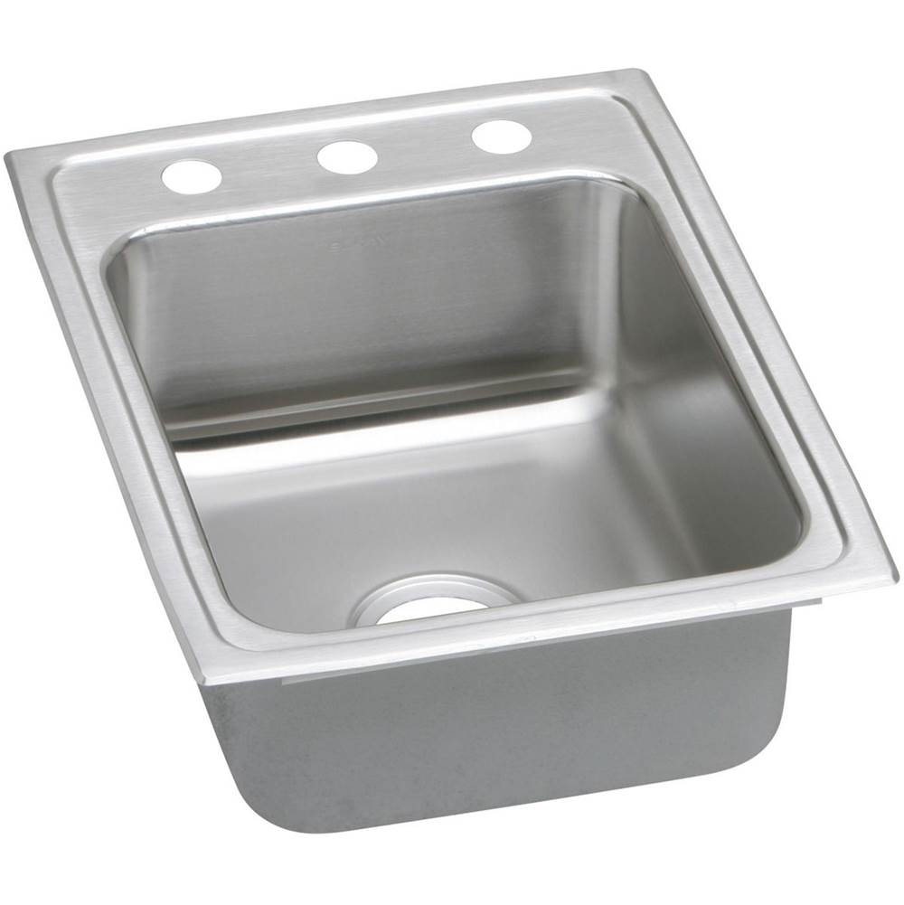 ELKAY LRAD1722553 STAINLESS STEEL 17 L X 22 W X 5-1/2 D TOP MOUNT KITCHEN SINK, 3 FAUCET HOLES