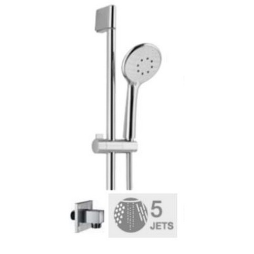 RAIN THERAPY PS AP-KI 065-001 26 INCH SLIDING BAR WITH SQUARE HAND SHOWER WITH 5 JETS IN POLISHED CHROME