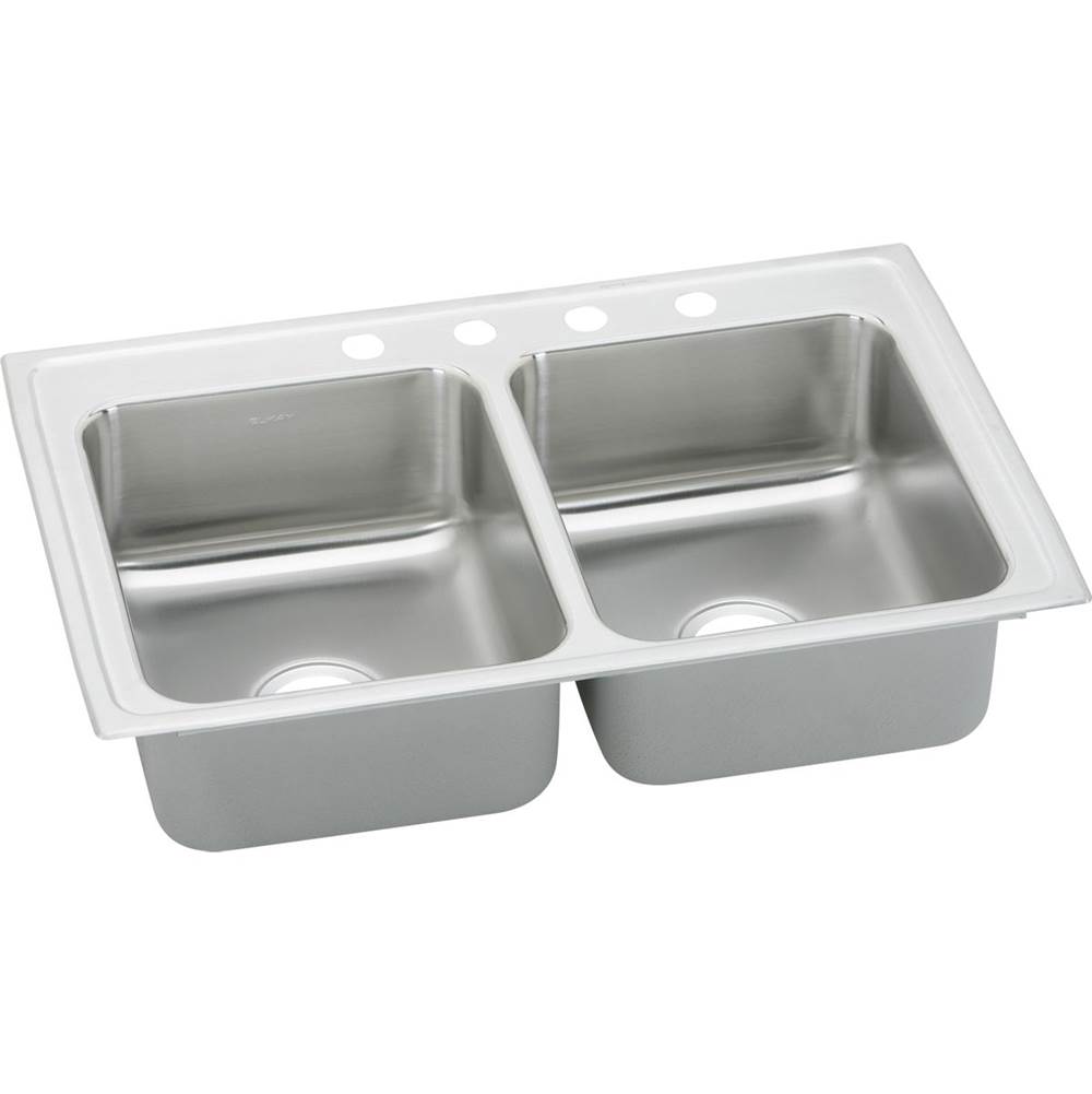 ELKAY PSR43221 PACEMAKER STAINLESS STEEL 43 L X 22 W X 7-1/8 D DOUBLE BOWL KITCHEN SINK, 1 FAUCET HOLE