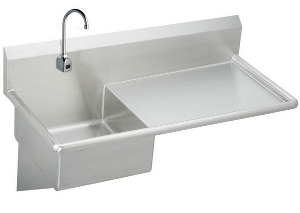 ELKAY ESS4924RSACC STAINLESS STEEL 49-1/2 L X 24 W X 10 D WALL HUNG SERVICE SINK WITH FAUCET