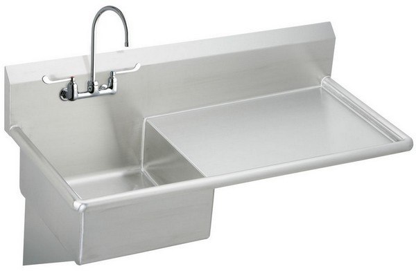 ELKAY ESS4924RW6C STAINLESS STEEL 49-1/2 L X 24 W X 10 D WALL HUNG SERVICE SINK WITH FAUCET