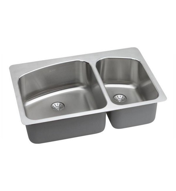 ELKAY LKHSR2509RPD0 STAINLESS STEEL 33 L X 22 W X 9 D KITCHEN SINK WITH PERFECT DRAINS