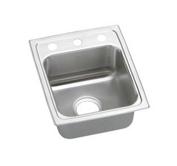 ELKAY LRAD1316451 STAINLESS STEEL 13 L X 16 W X 4-1/2 D TOP MOUNT KITCHEN SINK, 1 FAUCET HOLE