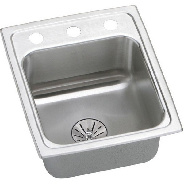 ELKAY LRAD131665PD2 STAINLESS STEEL 13 L X 16 W X 6-1/2 D TOP MOUNT KITCHEN SINK KIT, 2 FAUCET HOLES