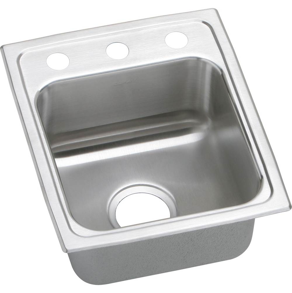 ELKAY LRAD1517603 STAINLESS STEEL 15 L X 17-1/2 W X 6 D TOP MOUNT KITCHEN SINK, 3 FAUCET HOLES