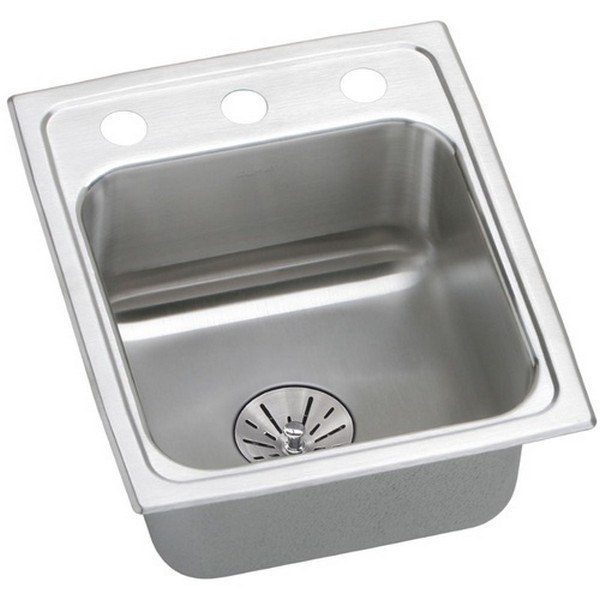 ELKAY LRAD151765PD2 STAINLESS STEEL 15 L X 17-1/2 W X 6-1/2 D TOP MOUNT KITCHEN SINK KIT, 2 FAUCET HOLES