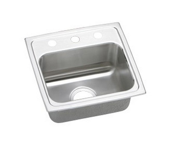 ELKAY LRAD1716603 STAINLESS STEEL 17 L X 16 W X 6 D TOP MOUNT KITCHEN SINK, 3 FAUCET HOLES