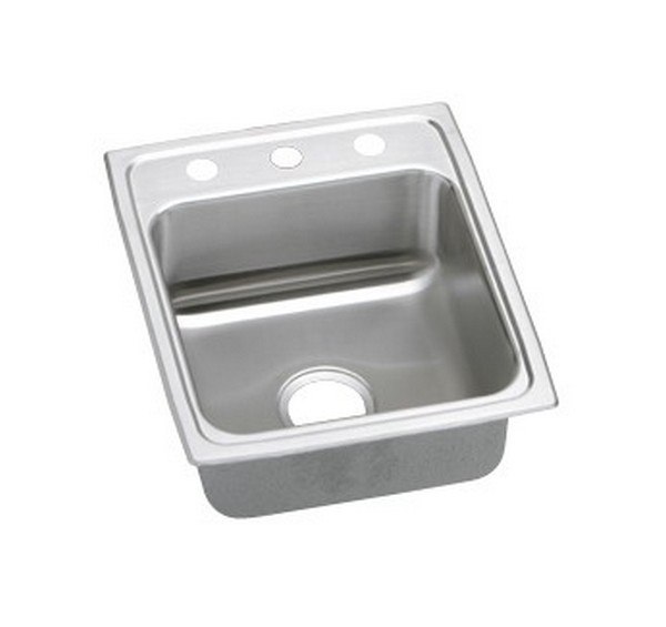 ELKAY LRAD1720551 STAINLESS STEEL 17 L X 20 W X 5-1/2 D TOP MOUNT KITCHEN SINK, 1 FAUCET HOLE