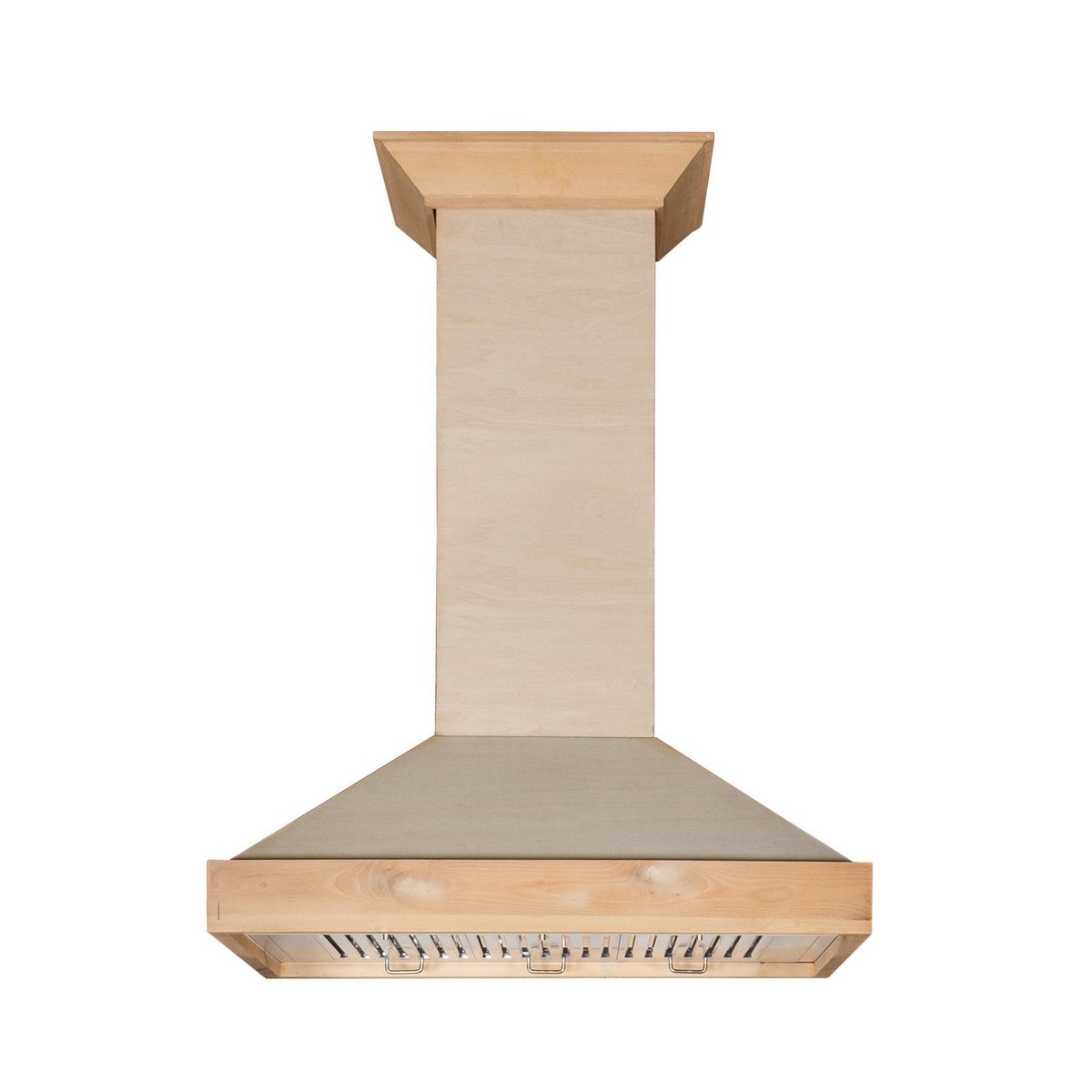 ZLINE KBUF-48 48 X 13 1/4 INCH DUCTED UNFINISHED WOODEN WALL MOUNT RANGE HOOD IN WOOD AND UNFINISHED