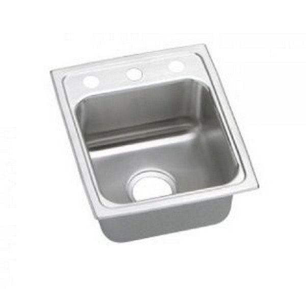 ELKAY LRAD1522502 STAINLESS STEEL 15 L X 22 W X 5 D TOP MOUNT KITCHEN SINK, 2 FAUCET HOLES