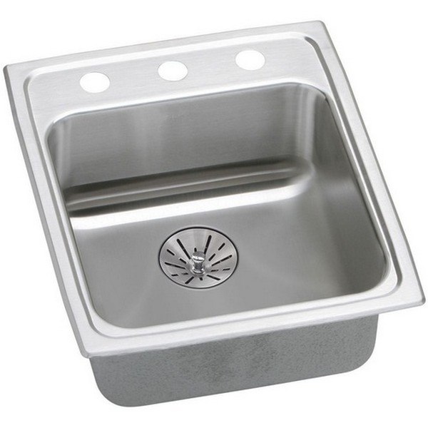ELKAY LRAD152265PD2 STAINLESS STEEL 15 L X 22 W X 6-1/2 D TOP MOUNT KITCHEN SINK KIT, 2 FAUCET HOLES