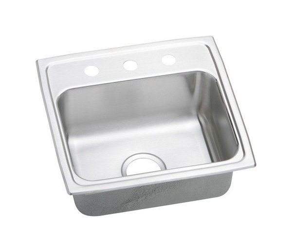 ELKAY LRAD191855R2 STAINLESS STEEL 19 L X 18 W X 5-1/2 D TOP MOUNT KITCHEN SINK, 2 FAUCET HOLES