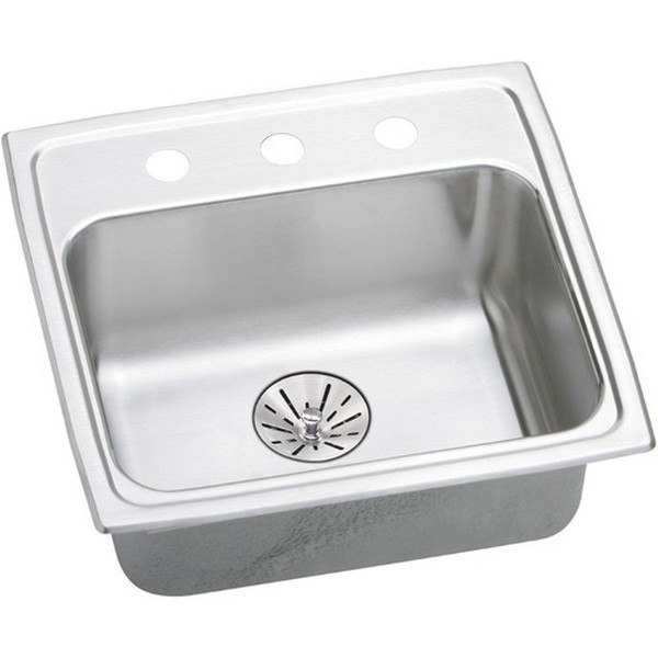 ELKAY LRAD191865PD1 STAINLESS STEEL 19 L X 18 W X 6-1/2 D TOP MOUNT KITCHEN SINK KIT, 1 FAUCET HOLE