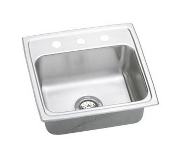 ELKAY LRAD1919401 STAINLESS STEEL 19-1/2 L X 19 W X 4 D TOP MOUNT KITCHEN SINK, 1 FAUCET HOLE