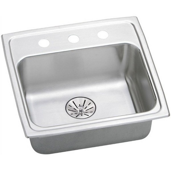 ELKAY LRAD191965PD1 STAINLESS STEEL 19-1/2 L X 19 W X 6-1/2 D KITCHEN SINK WITH PERFECT DRAIN, 1 FAUCET HOLE