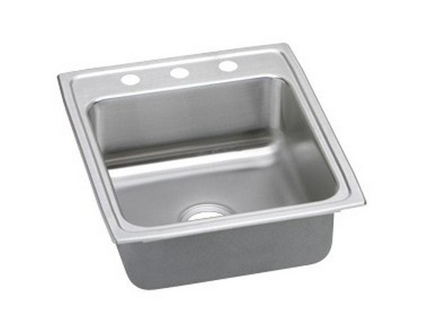 ELKAY LRAD2022401 STAINLESS STEEL 19-1/2 L X 22 W X 4 D TOP MOUNT KITCHEN SINK, 1 FAUCET HOLE